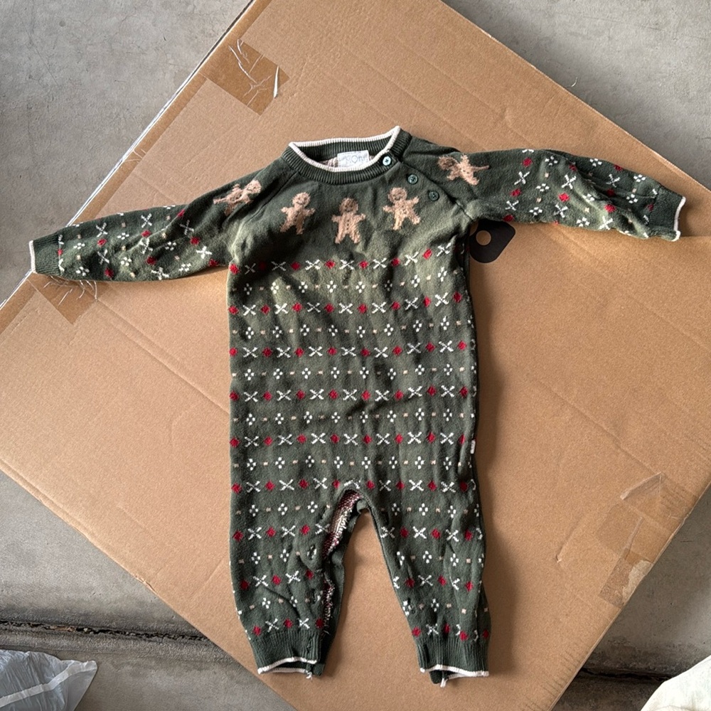 Mori Organic Christmas Set- Sherpa Corduroy Jacket, gingerbread Sweater jumpsuit
